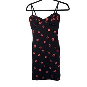 Princess Polly Black Floral Mini Dress Size: 6